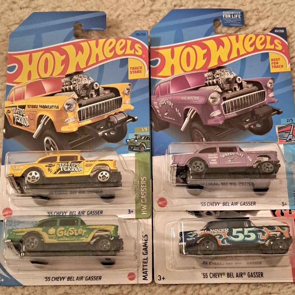 Hot Wheels '55 Chevy Bel Air Gasser Cars Lot Of 4
